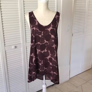 Painted Threads mauve and eggplant round neck & v-back‎ tunic chemise  size S